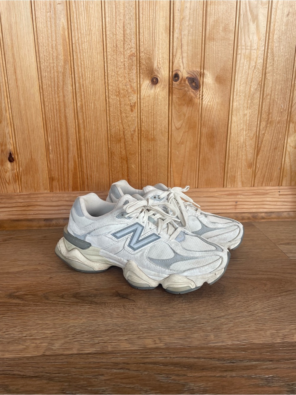 New Balance 9060 Sea Salt Raincloud Gray & White Sneakers